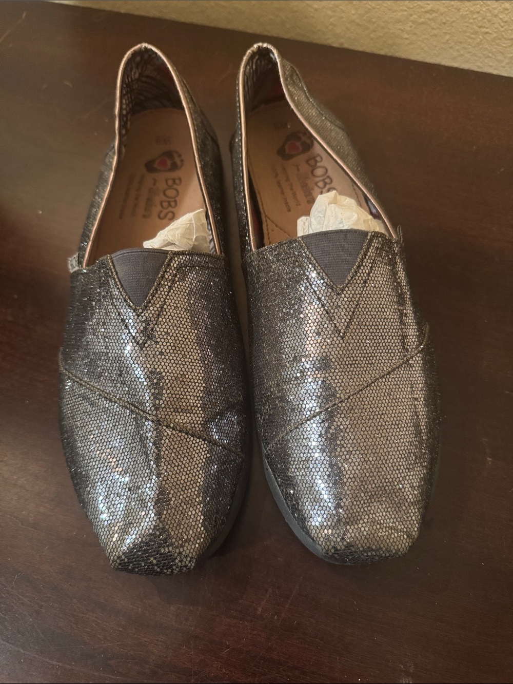 BOBS from Skechers  WomanMetallic Gunmetal Slip-On Loafers  Woman 9
